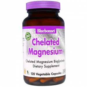 Bluebonnet Nutrition, Хелатный магний, 120 овощных капсул