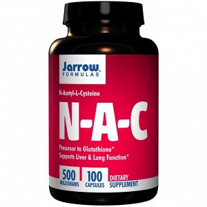 Jarrow Formulas, N-A-C, N-Ацетил-L-Цистеин, 500 мг, 100 капсул