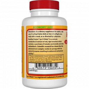 Healthy Origins, Lyc-O-Mato, Ликопин-комплекс, 15 мг, 180 желатиновых капсул