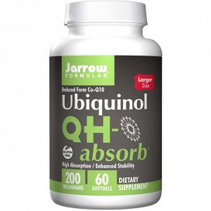 Jarrow Formulas, Убихинол QH-Absorb, 200 мг, 60 мягких гелевых капсул