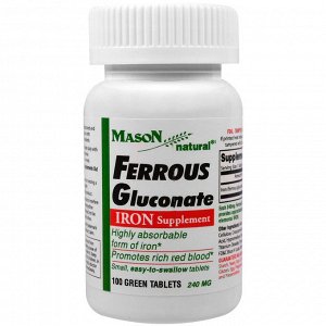 Mason Natural, Глюконат железа, 100 таблеток