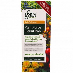 Gaia Herbs, PlantForce жидкое железо, 16 унций (473 мл)