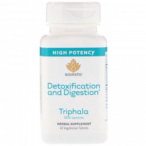 Savesta, Detoxification and Digestion, Triphala, 60 Vegetarian Tablets