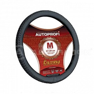 Кожаная оплётка руля AUTOPROFI AP-810 BK (M)