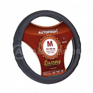 Кожаная оплётка руля AUTOPROFI AP-1070 BK/BK (M)