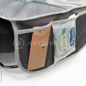 Защитная накидка "Смешарики", под автокресло, на спинку и сиденье, ПВХ, антискользящее покрытие, сетчатый карман сер./красный