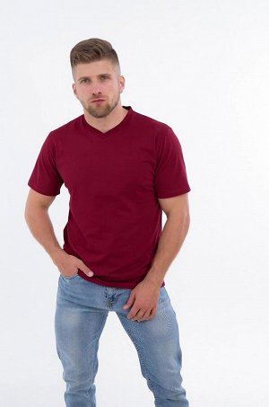 Мужская хлопковая футболка с V-вырезом