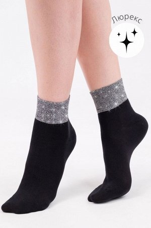 Женские носки с люрексом. Комплект 2 пары, цвет белый + черный