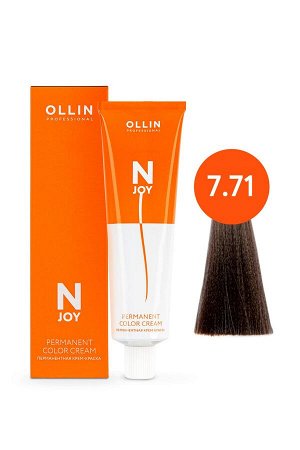 OLLIN N-JOY 7/71 - русый коричнево-пепельный, перманентная крем-краска для волос 100мл