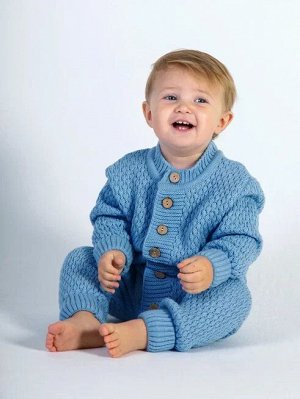 Комбинезон детский Amarobaby Pure Love Wool, вязаный, голубой