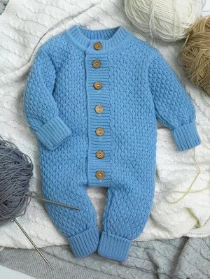 Комбинезон детский Amarobaby Pure Love Wool, вязаный, голубой