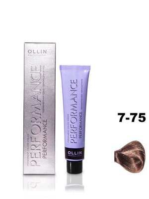 OLLIN Professional OLLIN PERFORMANCE Краска для волос 7/75 русый коричнево - махагоновый 60мл.