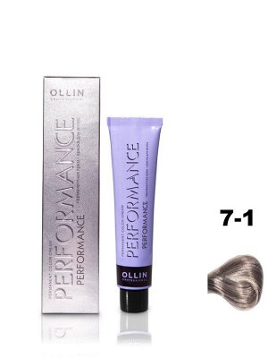 OLLIN Professional OLLIN PERFORMANCE Краска для волос 7/1 русый пепельный 60мл.