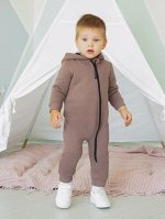 Комбинезон детский Amarobaby Mono, футер 360гр с начесом, бежевый, размер 68