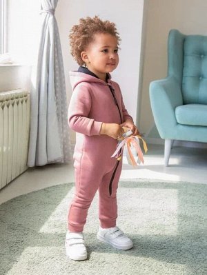 Комбинезон детский Amarobaby Mono, футер 360гр с начесом, розовый, размер 68