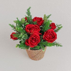 КС25-1 Роза пионовидная в кашпо (красная)