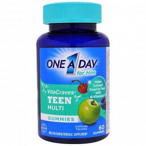One-A-Day, ВитаЖажда", ежедневный мультивитаминный комплекс из серии "Раз в день" для мальчиков-тинэйджеров, 60 жевательных паст