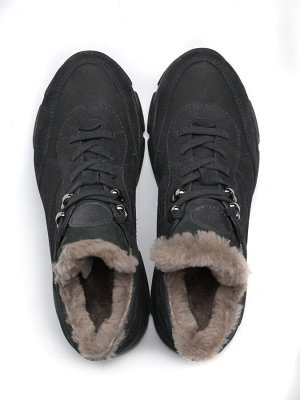 Ботинки зимние женские, черный нубук