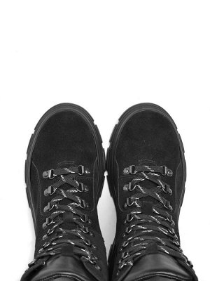 Ботинки зимние женские, черный спилок