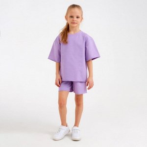 Костюм детский (футболка, шорты) MINAKU: Casual Collection, лиловый, рост, см
