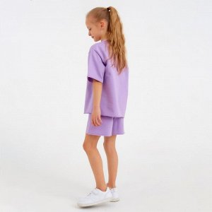 Костюм детский (футболка, шорты) MINAKU: Casual Collection, лиловый, рост, см