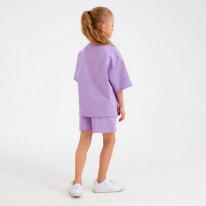 Костюм детский (футболка, шорты) MINAKU: Casual Collection, лиловый, рост, см