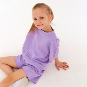 Костюм детский (футболка, шорты) MINAKU: Casual Collection, лиловый, рост, см