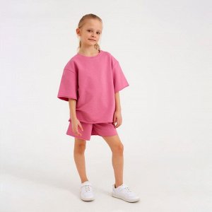 Костюм детский (футболка, шорты) MINAKU: Casual Collection цвет пудровый, рост