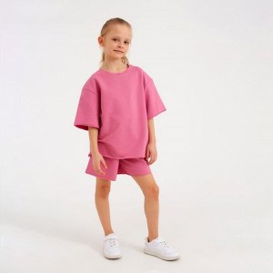 Костюм детский (футболка, шорты) MINAKU: Casual Collection, пудровый, рост, см