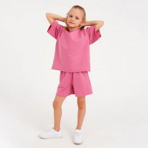 Костюм детский (футболка, шорты) MINAKU: Casual Collection цвет пудровый, рост