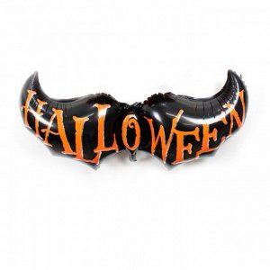 Шар фигура, Летучая мышь с надписью Halloween, черный, 1 шт. (125х40 см)