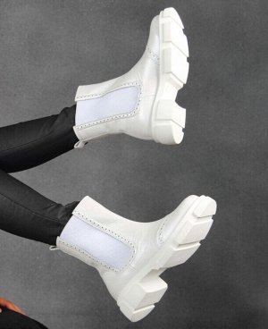 Ботинки Челси женские зимние натуральная кожа белый макс