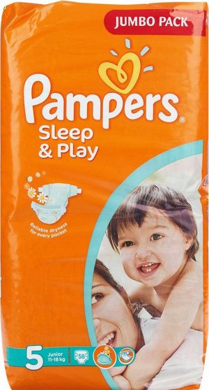 PAMPERS Подгузники Sleep&Play Junior Джамбо Упаковка 58