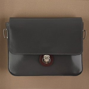 Застёжка для сумки, пришивная, 6 x 4 см, цвет тёмно-коричневый/серебряный
