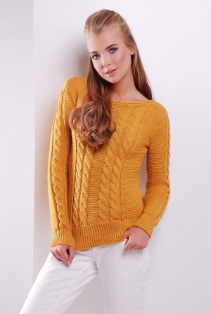 Свитер Вязаный женский свитер.Размер универсальный 44-50.Стильный женский свитер, выполнен из комфортного материала приятного на ощупь. Горловина лодочкой, фактурная вязка на груди и рукавах.