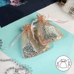 Мешочек подарочный &quot;Завитки&quot; 10 х 12, цвет розовый с золотом