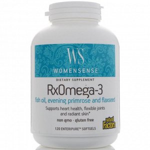 Natural Factors, WomenSense, RxOmega-3, 120 мягких желатиновых капсул Enteripure