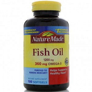 Nature Made, Рыбий жир, 1200 мг, 100 мягких таблеток