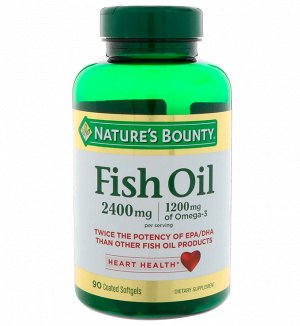 Natures Bounty, Рыбий жир, 2400 мг, 90 мягких таблеток с покрытием