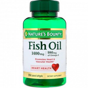 Natures Bounty, Fish Oil, 1400 mg, 39 Coated Softgels