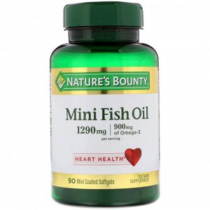 Natures Bounty, Рыбий жир в миникапсулах, 1290 мг, 90 миникапсул с покрытием