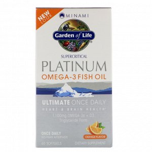 Minami Nutrition, Platinum, Рыбий жир омега-3, со вкусом апельсина, 60 мягких таблеток