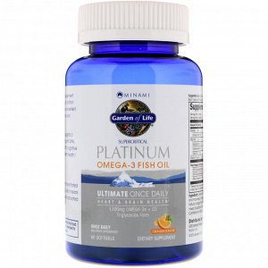 Minami Nutrition, Platinum, Рыбий жир омега-3, со вкусом апельсина, 60 мягких таблеток