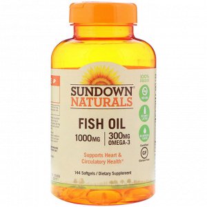 Sundown Naturals, Рыбий жир, 1000 мг, 144 мягких таблеток