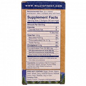 Wileys Finest, Аляскинский рыбий жир, миникапсулы (легко проглатываемые), 450 мг, 180 мягких капсул