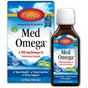 Carlson Labs, Med Omega, вкус лимона и лайма, 2 700 мг, 3,3 ж. унц.(100 мл)