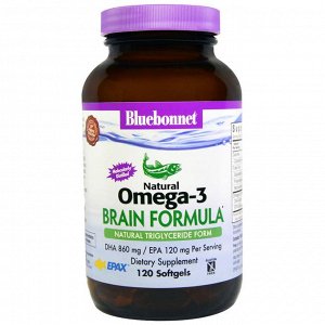 Bluebonnet Nutrition, Натуральный состав для мозга с омега-3, 120 мягких капсул