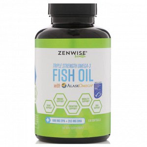 Zenwise Health, Рыбий жир с Омега-3 тройного действия с AlaskOmega, 120 мягких таблеток