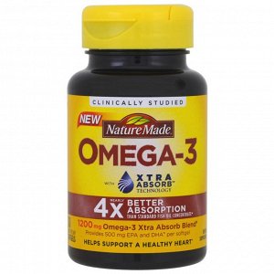 Nature Made, Омега-3, улучшенное усвоение, 1200 мг, 30 мягких желатиновых капсул