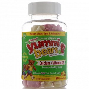 Hero Nutritional Products, Вкусные мишки, кальций + витамин D3, вкус натуральных фруктов, 90 жевательных медвежат